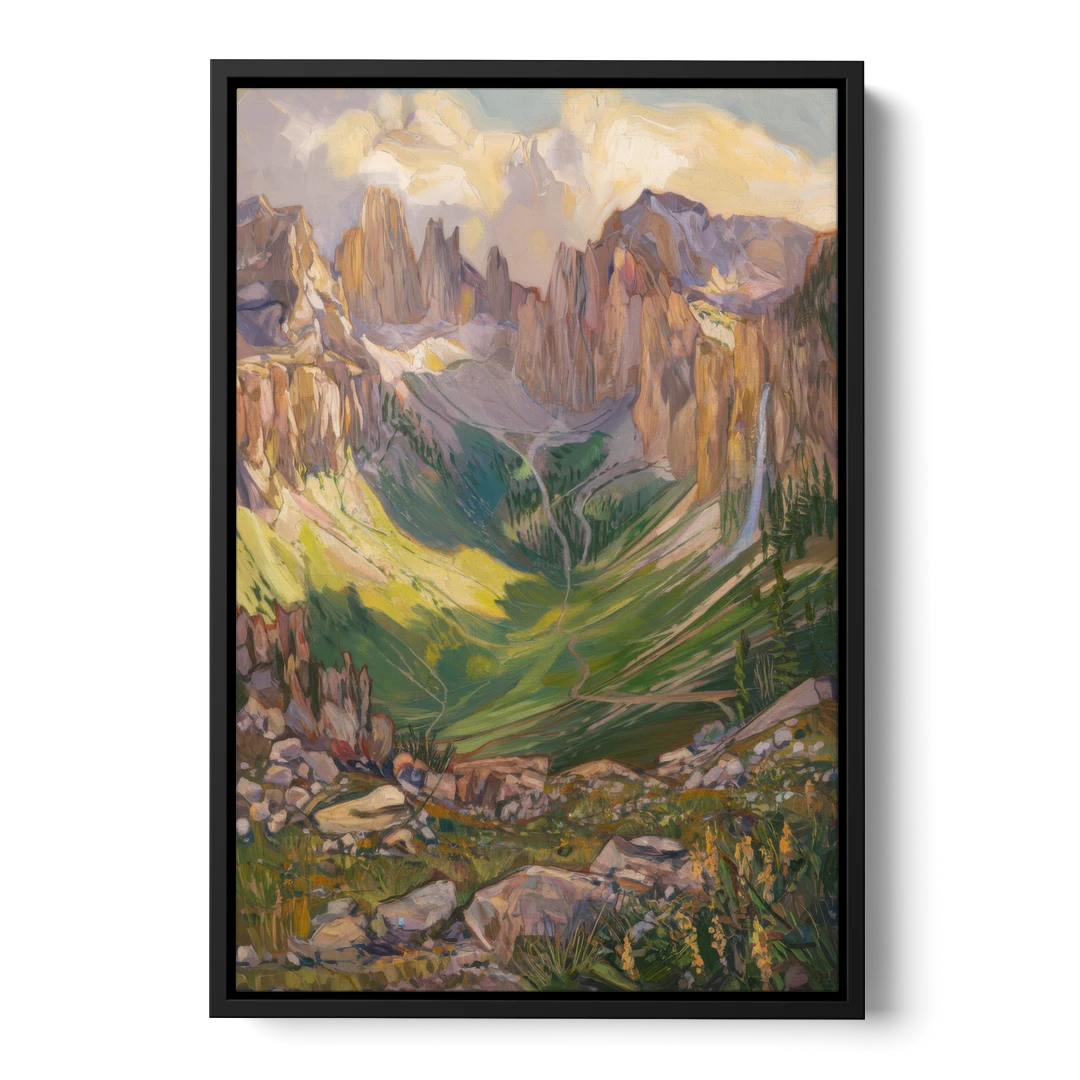 Telluride Rocky Mountain Peaks - Black Framed Canvas Wall Art - Front