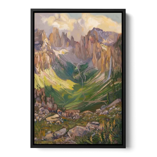 Telluride Rocky Mountain Peaks - Black Framed Canvas Wall Art - Front