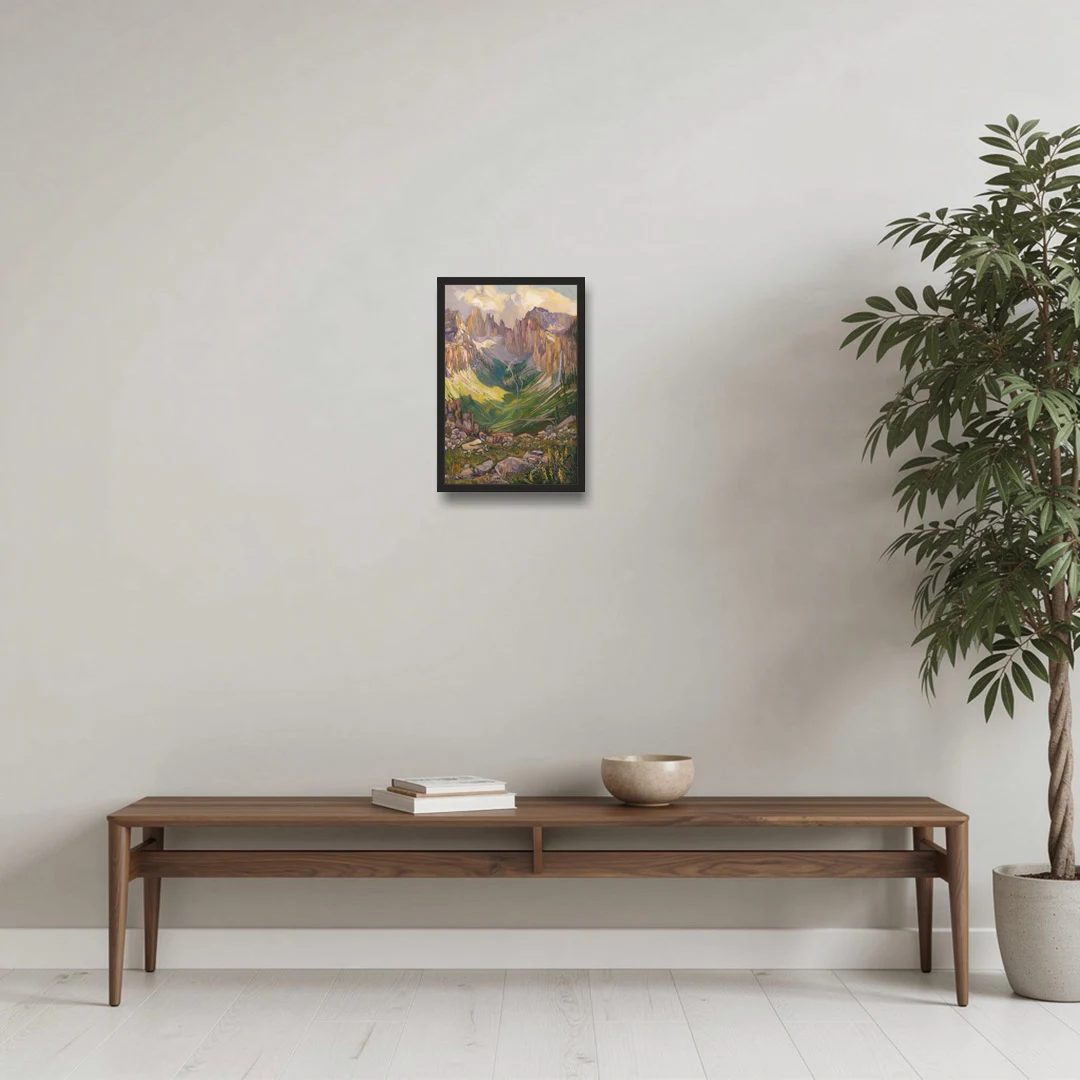 Telluride Rocky Mountain Peaks - Black Framed Canvas Wall Art - Coffee Table - 12x18