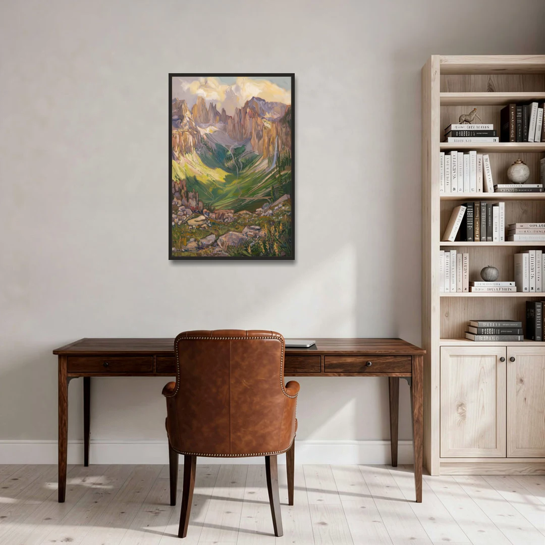 Telluride Rocky Mountain Peaks - Black Framed Canvas Wall Art - Office - 24x36