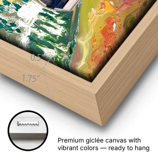 Telluride Scenic Gondola Ride - Oak Framed Canvas Wall Art - Gallery Wrap Corner