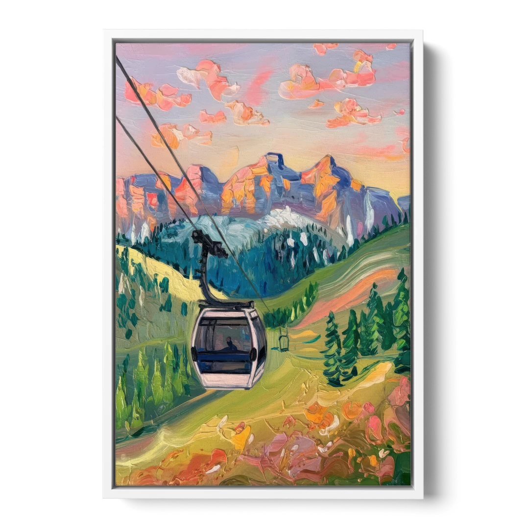 Telluride Scenic Gondola Ride - White Framed Canvas Wall Art - Front