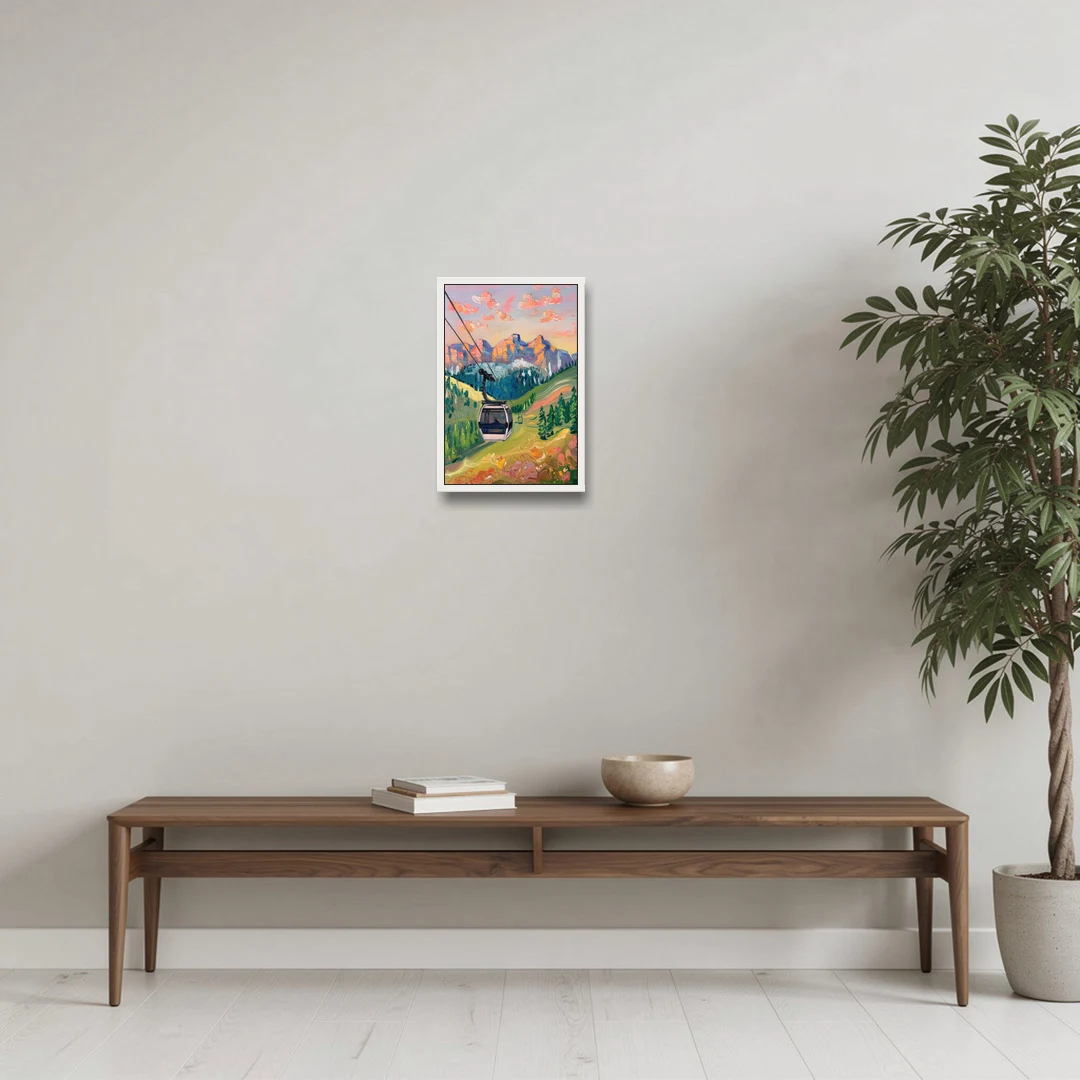Telluride Scenic Gondola Ride - White Framed Canvas Wall Art - Coffee Table - 12x18