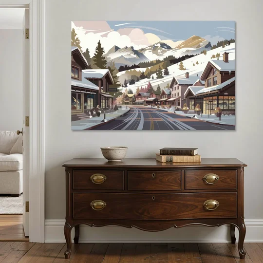 Telluride Ski Village View - Canvas Wall Art - Coffee Table - 60x40