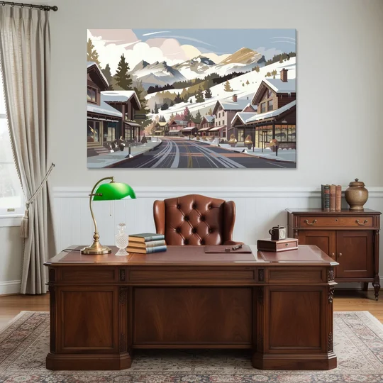 Telluride Ski Village View - Canvas Wall Art - Office - 60x40