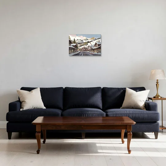 Telluride Ski Village View - Canvas Wall Art - Sofa - 18x12