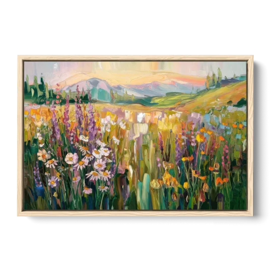 Telluride Summer Wildflowers - Oak Framed Canvas Wall Art - Front