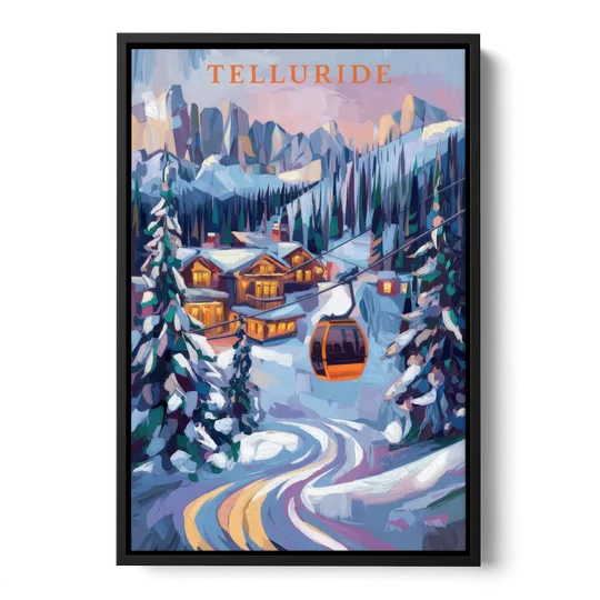 Telluride Winter Wonderland - Black Framed Canvas Wall Art - Front
