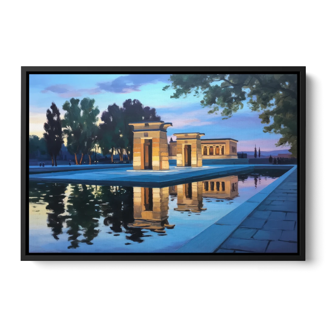 Temple of Debod Twilight - Black Framed Canvas Wall Art - Front
