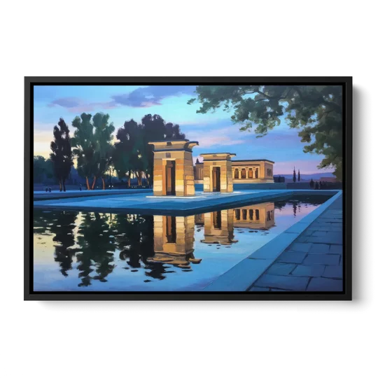 Temple of Debod Twilight - Black Framed Canvas Wall Art - Front