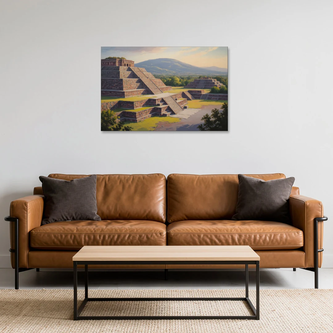 Temple of Quetzalcoatl - Canvas Wall Art - Sofa - 36x24