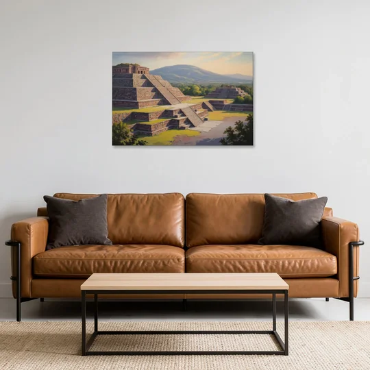 Temple of Quetzalcoatl - Canvas Wall Art - Sofa - 36x24
