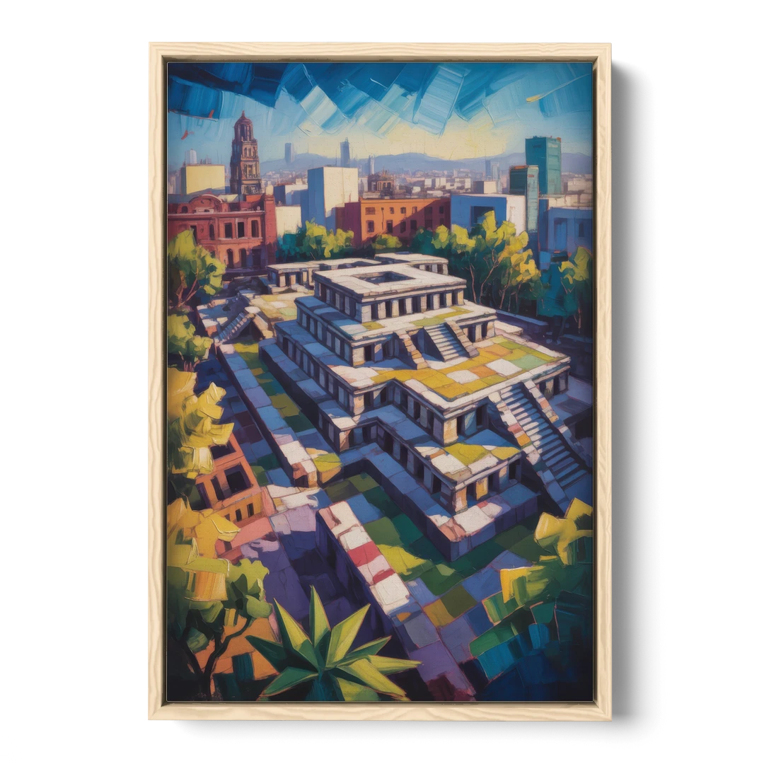 Templo Mayor Ruins - Oak Framed Canvas Wall Art - Front