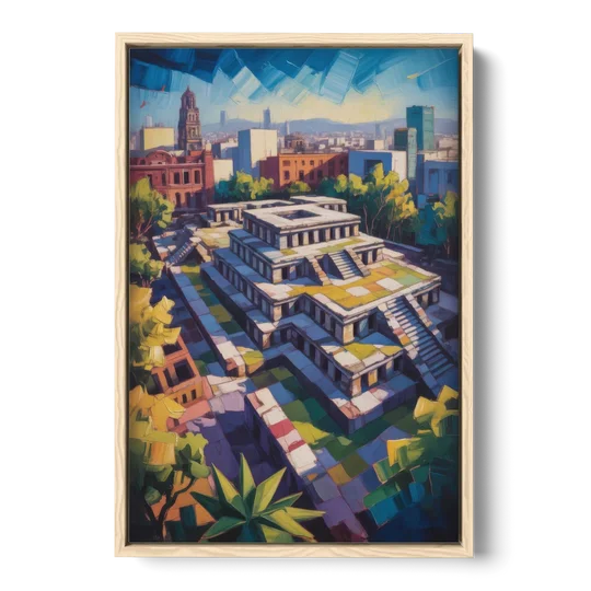 Templo Mayor Ruins - Oak Framed Canvas Wall Art - Front