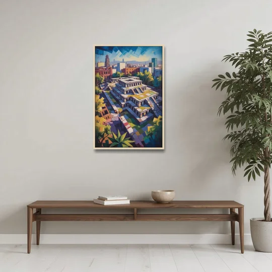 Templo Mayor Ruins - Oak Framed Canvas Wall Art - Coffee Table - 24x36