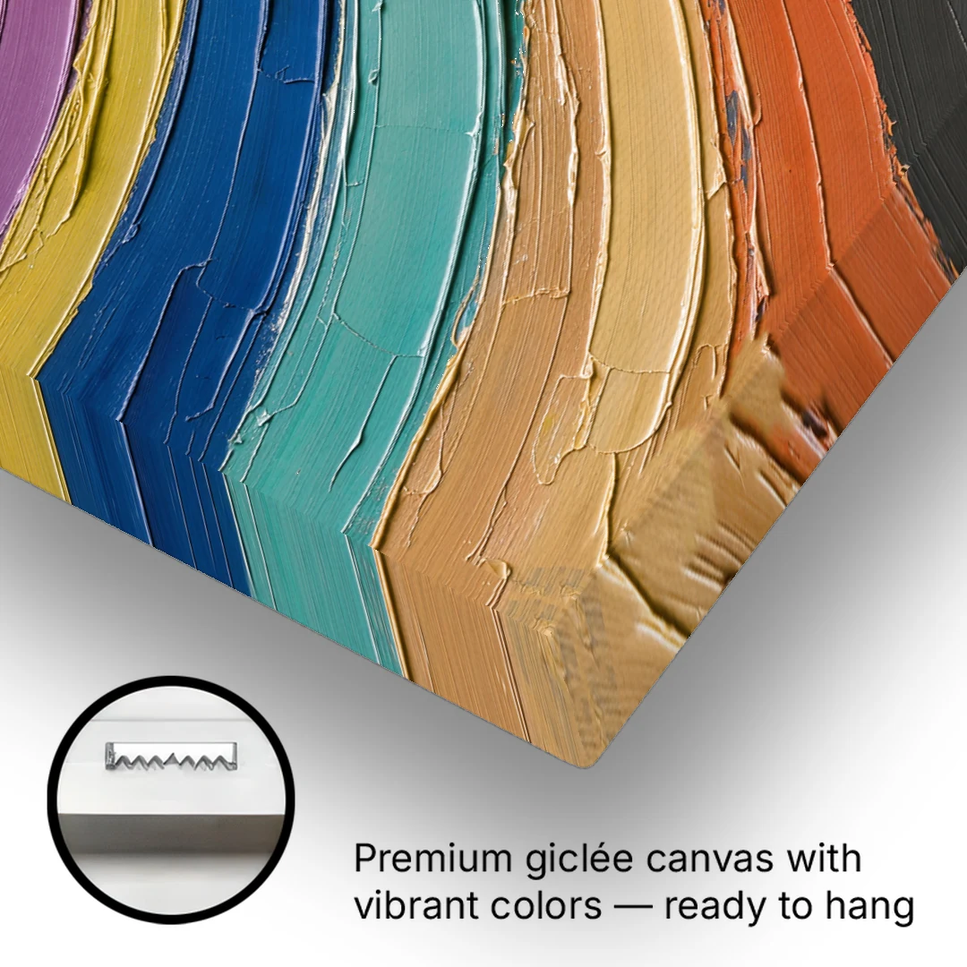 Textured Abstract Buckled Rainbow Strata - Canvas Wall Art - Gallery Wrap Corner