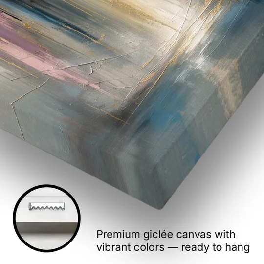 Textured Abstract Painting of a Gilded Waterfall - Canvas Wall Art - Gallery Wrap Corner