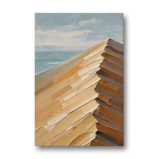 Textured Beige Abstract Dune Crest - Canvas Wall Art - Front