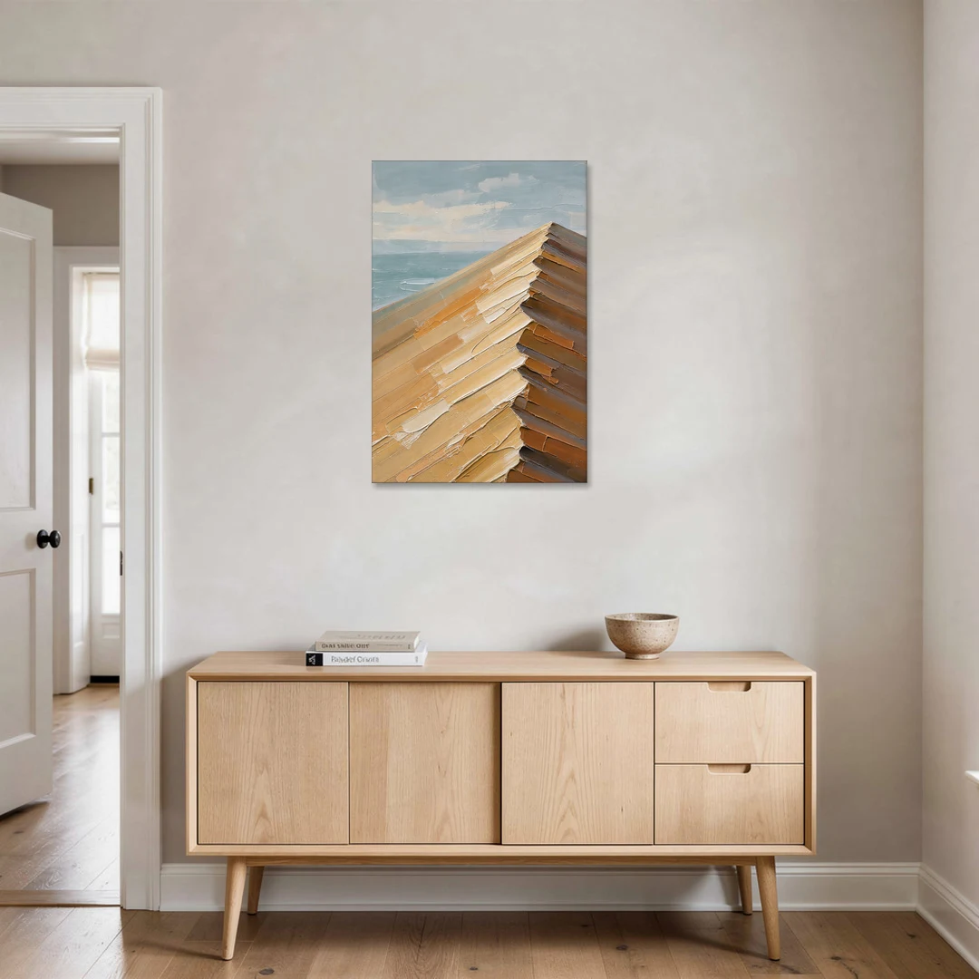 Textured Beige Abstract Dune Crest - Canvas Wall Art - Coffee Table - 24x36