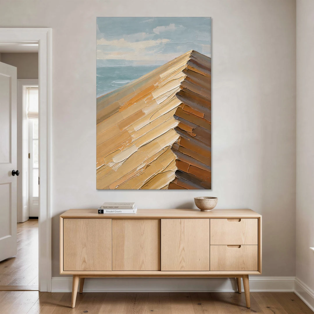 Textured Beige Abstract Dune Crest - Canvas Wall Art - Coffee Table - 40x60