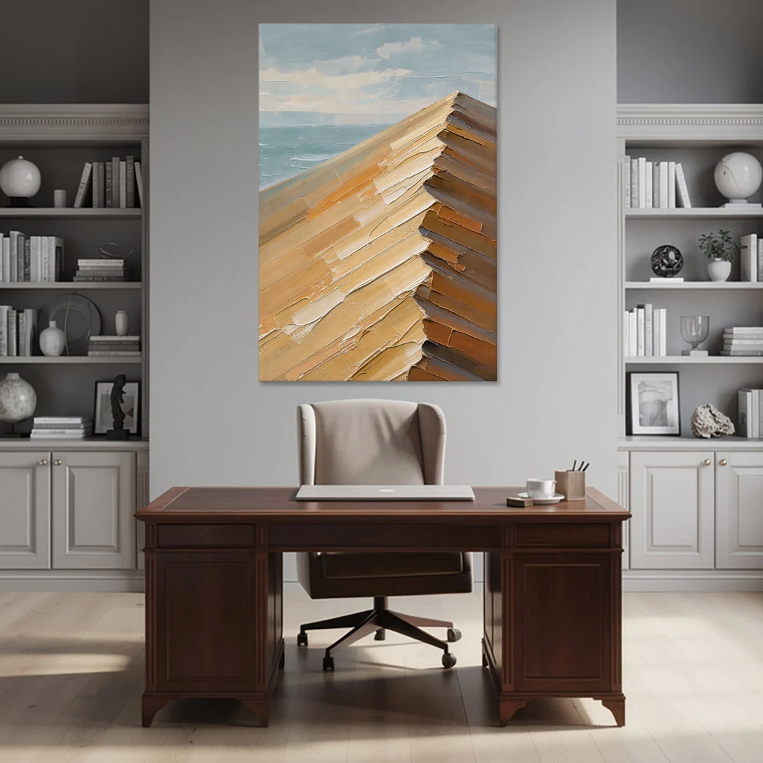 Textured Beige Abstract Dune Crest - Canvas Wall Art - Office - 40x60