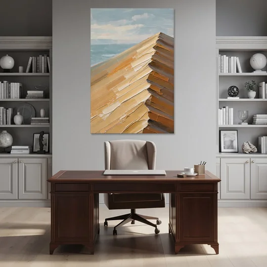 Textured Beige Abstract Dune Crest - Canvas Wall Art - Office - 40x60