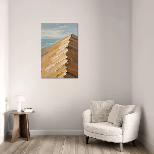 Textured Beige Abstract Dune Crest - Canvas Wall Art - Sofa - 24x36