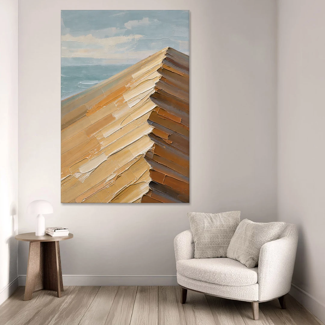 Textured Beige Abstract Dune Crest - Canvas Wall Art - Sofa - 40x60