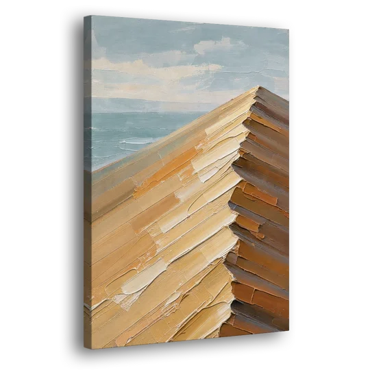 Textured Beige Abstract Dune Crest - Canvas Wall Art - Side