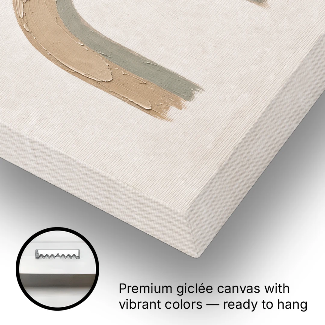 Textured Boho Wall Art with Arch and Rust Sun - Canvas Wall Art - Gallery Wrap Corner