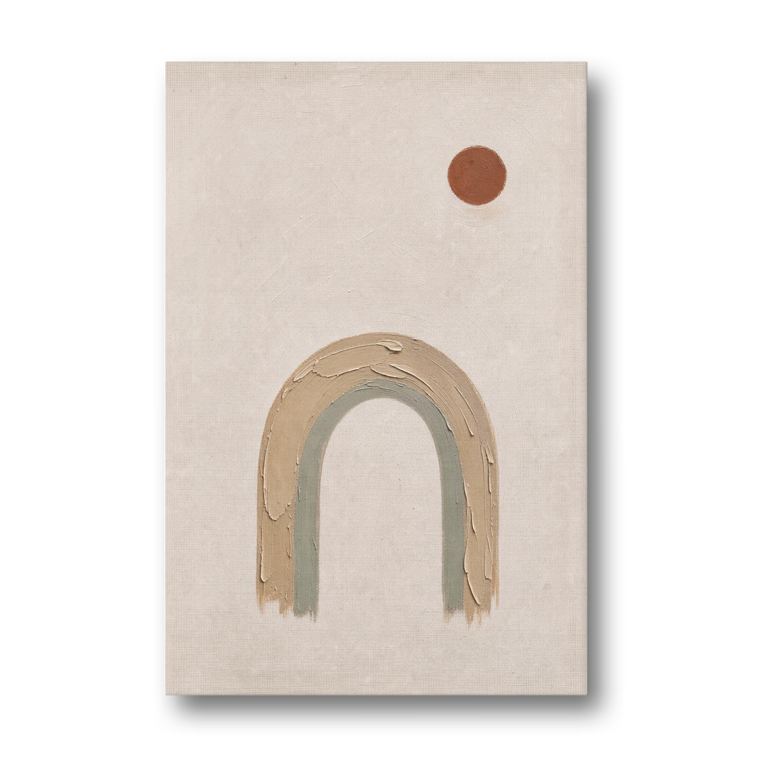 Textured Boho Wall Art with Arch and Rust Sun - Canvas Wall Art - Front