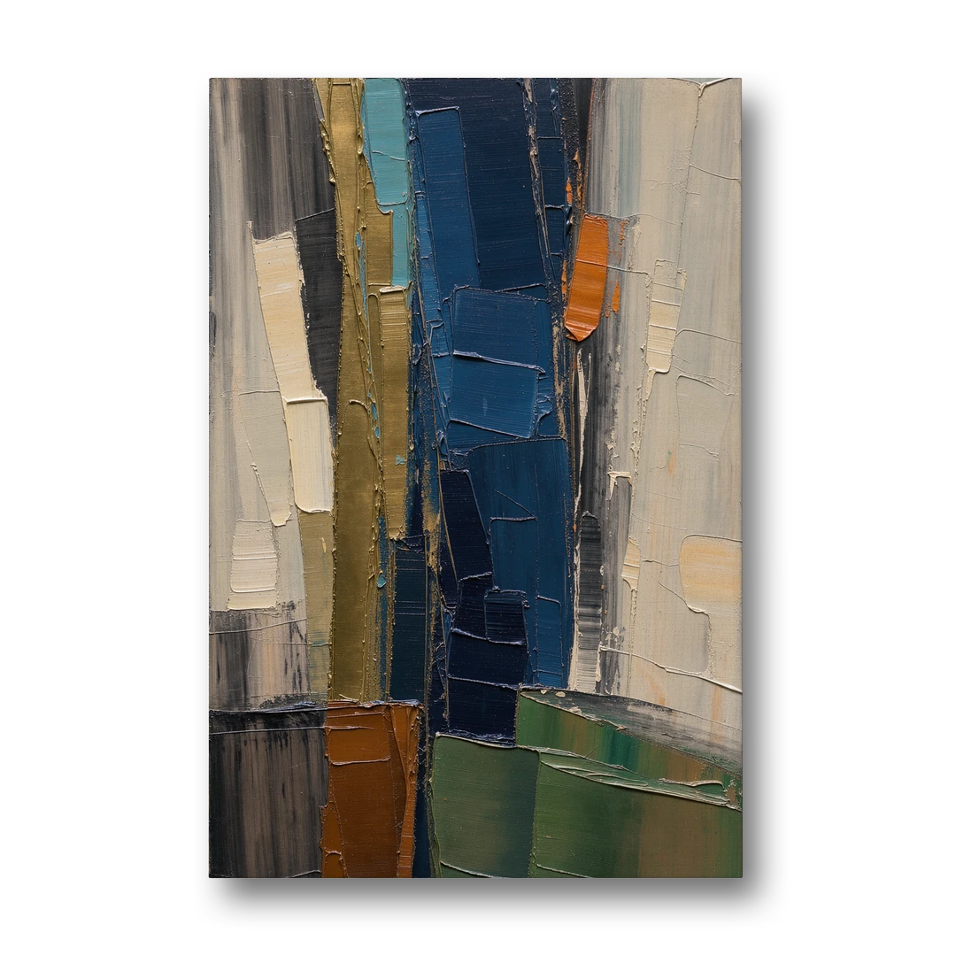 Textured Canvas Painting of Navy and Brass - Canvas Wall Art - Front
