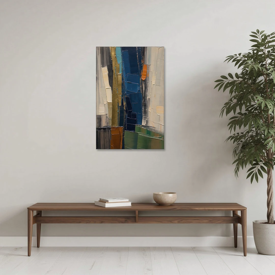 Textured Canvas Painting of Navy and Brass - Canvas Wall Art - Coffee Table - 24x36