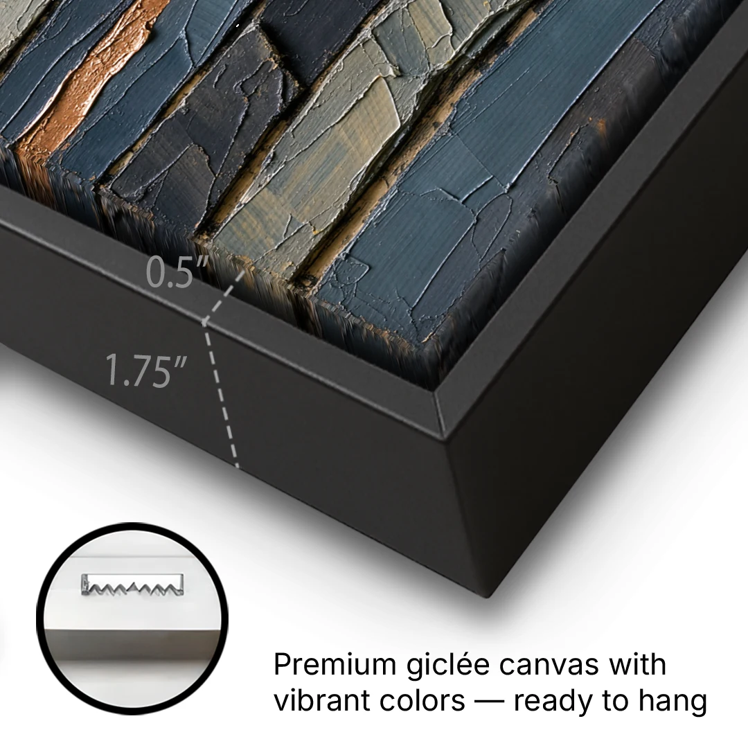 Textured Copper Seam in Basalt - Black Framed Canvas Wall Art - Gallery Wrap Corner