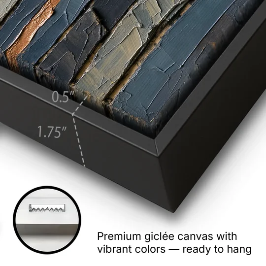 Textured Copper Seam in Basalt - Black Framed Canvas Wall Art - Gallery Wrap Corner