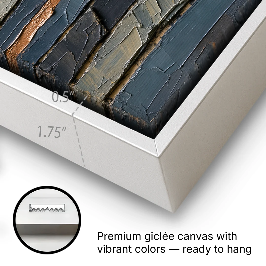 Textured Copper Seam in Basalt - White Framed Canvas Wall Art - Gallery Wrap Corner