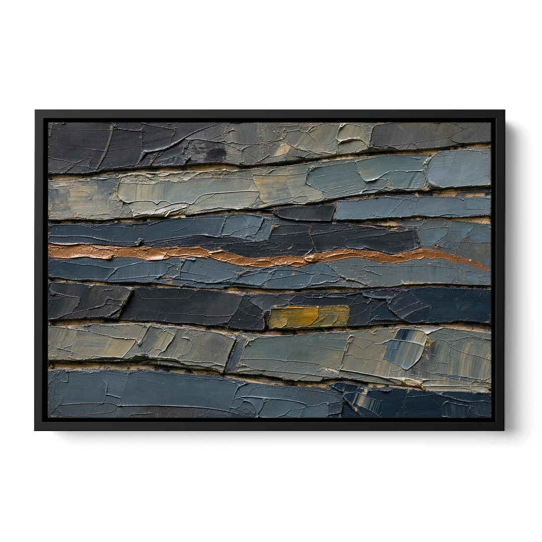 Textured Copper Seam in Basalt - Black Framed Canvas Wall Art - Front