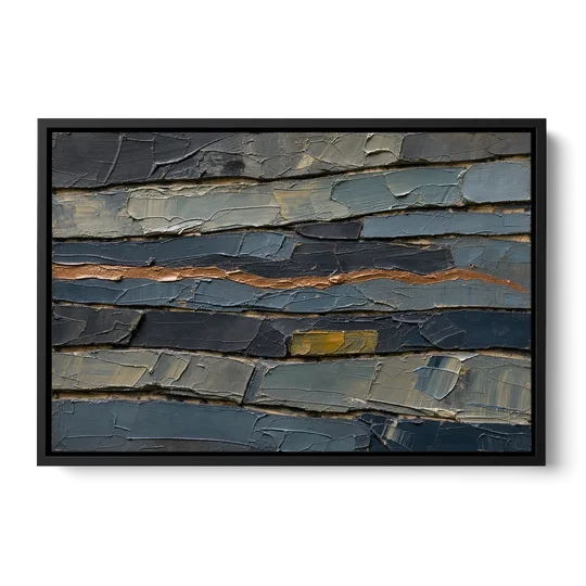 Textured Copper Seam in Basalt - Black Framed Canvas Wall Art - Front
