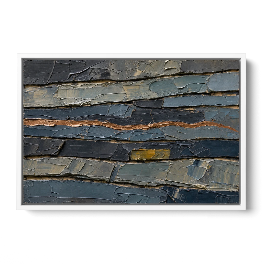 Textured Copper Seam in Basalt - White Framed Canvas Wall Art - Front