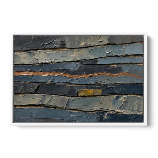 Textured Copper Seam in Basalt - White Framed Canvas Wall Art - Front