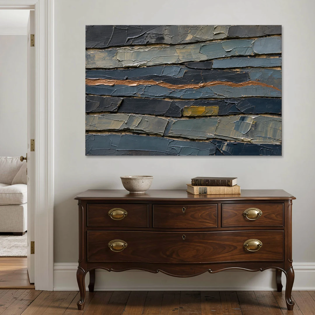 Textured Copper Seam in Basalt - Canvas Wall Art - Coffee Table - 60x40