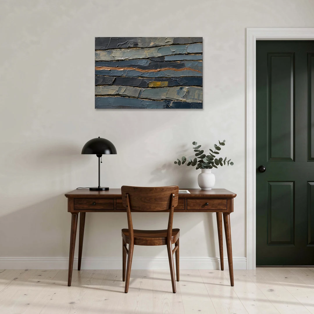 Textured Copper Seam in Basalt - Canvas Wall Art - Office - 36x24