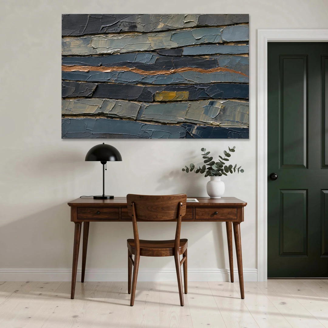Textured Copper Seam in Basalt - Canvas Wall Art - Office - 60x40