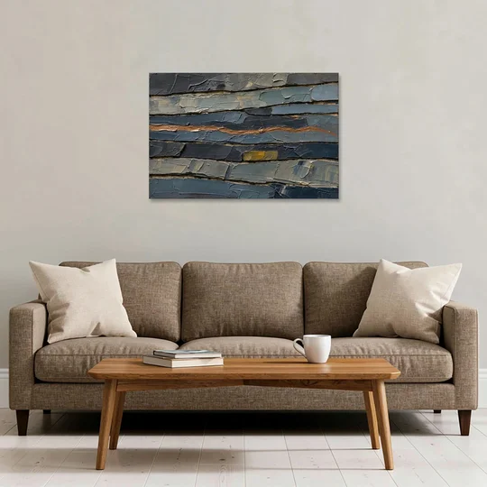 Textured Copper Seam in Basalt - Canvas Wall Art - Sofa - 36x24
