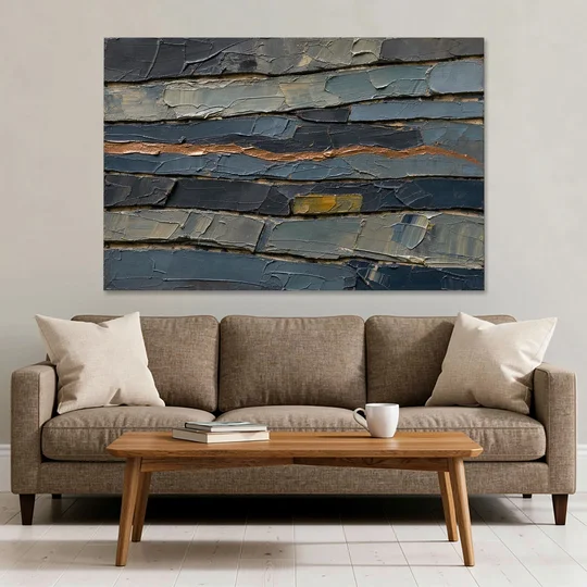 Textured Copper Seam in Basalt - Canvas Wall Art - Sofa - 60x40