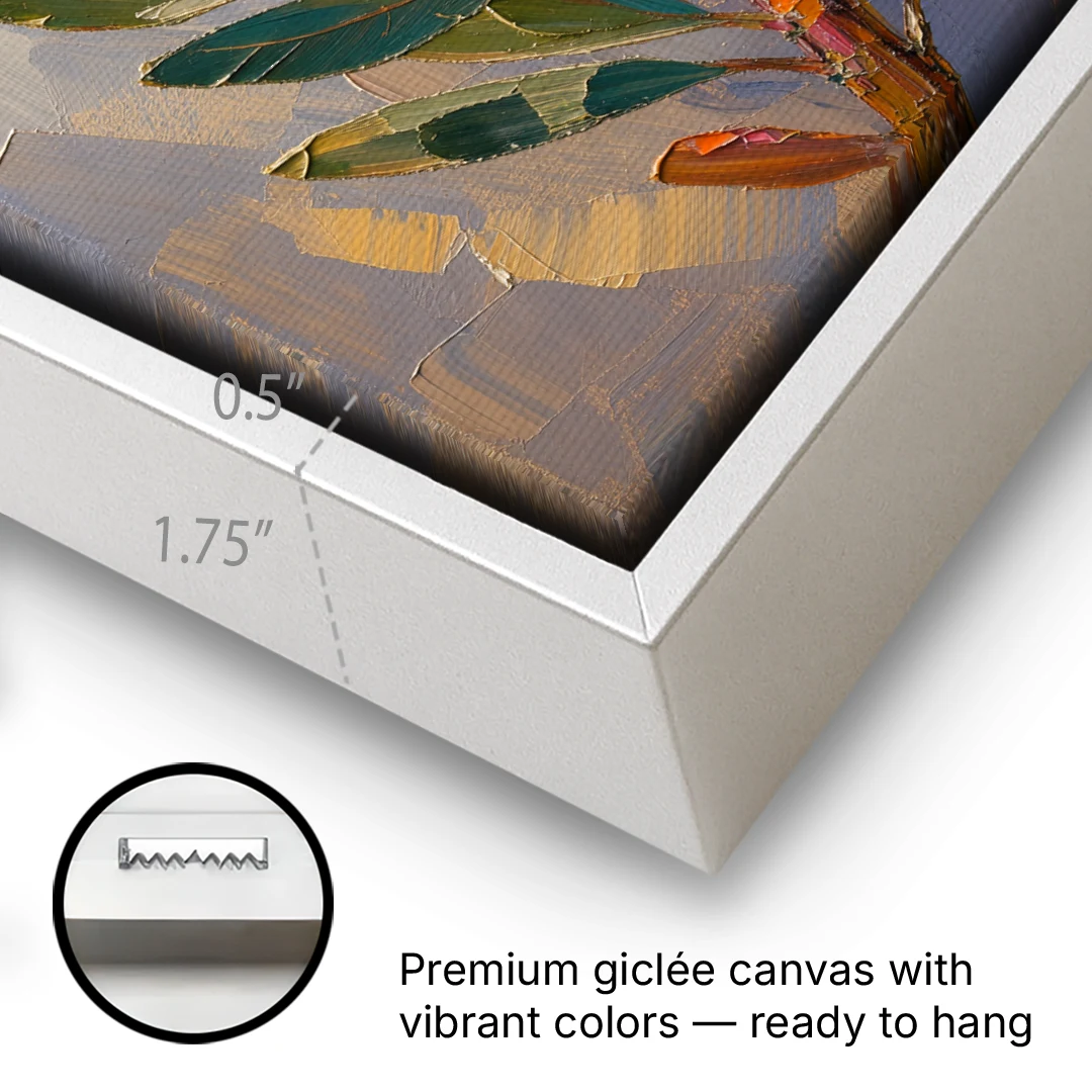 Textured Floral Wall Art of a King Protea - White Framed Canvas Wall Art - Gallery Wrap Corner