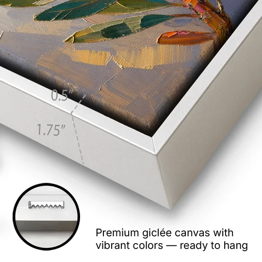 Textured Floral Wall Art of a King Protea - White Framed Canvas Wall Art - Gallery Wrap Corner
