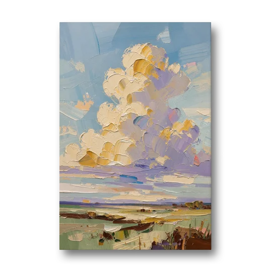 Textured Golden Cumulus Over Sage Field for the Living Room - Canvas Wall Art - Front