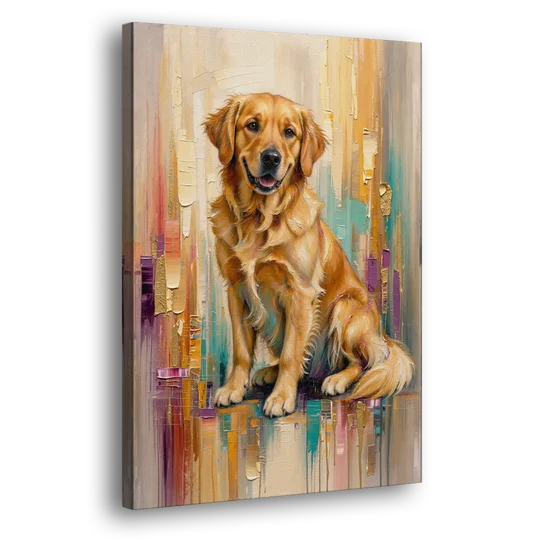 Textured Golden Retriever in Amber Light - Canvas Wall Art - Side