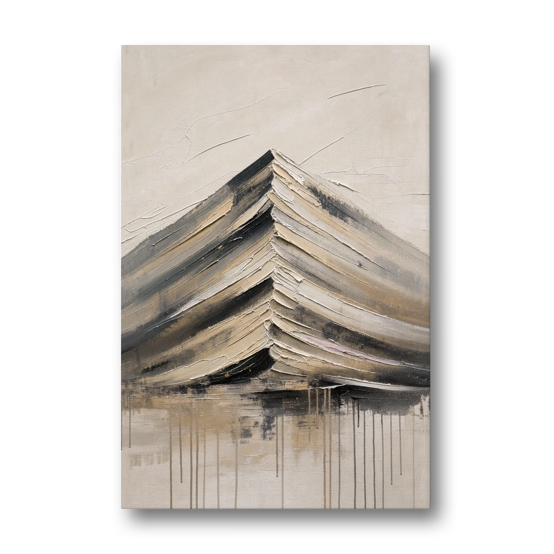 Textured Mountain Painting with Dripping Base - Canvas Wall Art - Front